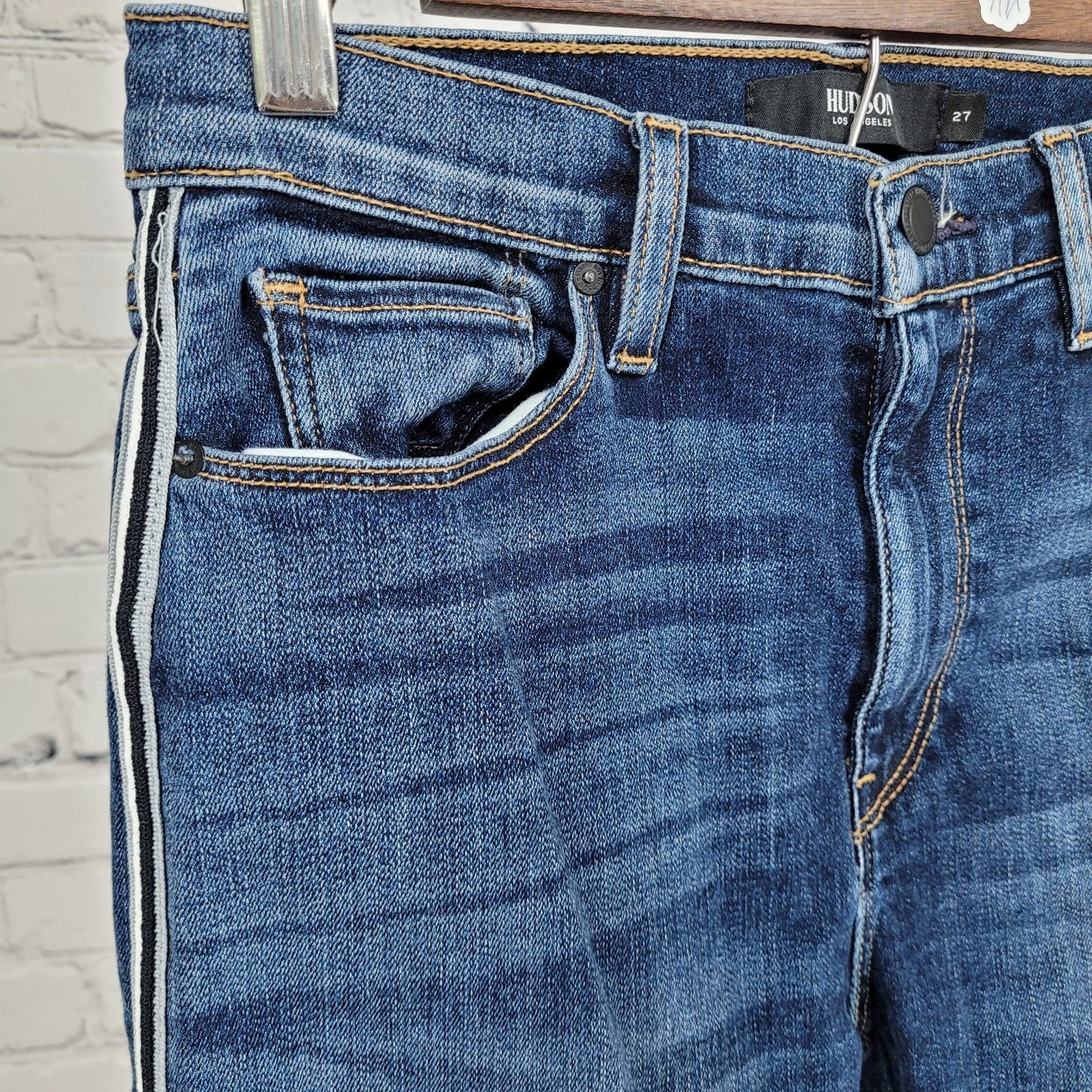Hudson LA Blue Denim Barbara Super Skinny Mid Rise Stretch Jeans Size 27 (27x27)