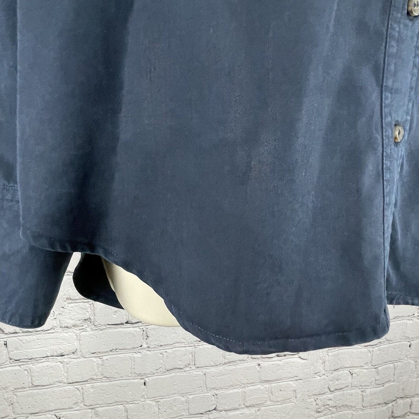 Free People Dark Blue Long Sleeve Button Up Soft Metallic Detail Size Small S