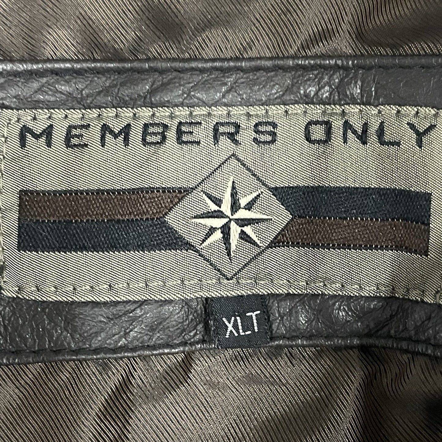 Members Only Brown Leather Zipped Snap Jacket Lined Pockets Collared Size XLT