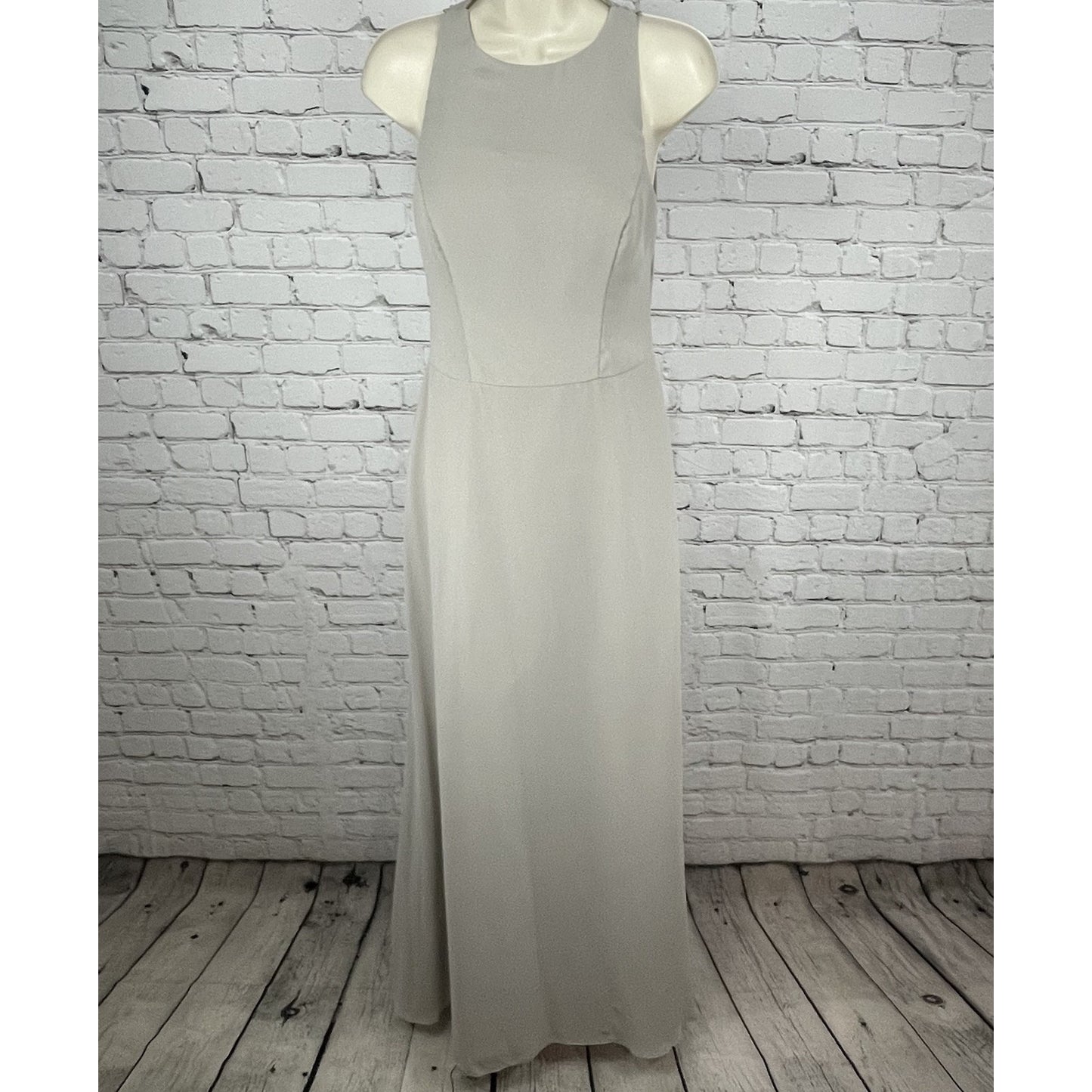 Bill Levkoff Grey Chiffon Sleeveless Padded A Line Prom Maxi Gown Dress Size 4