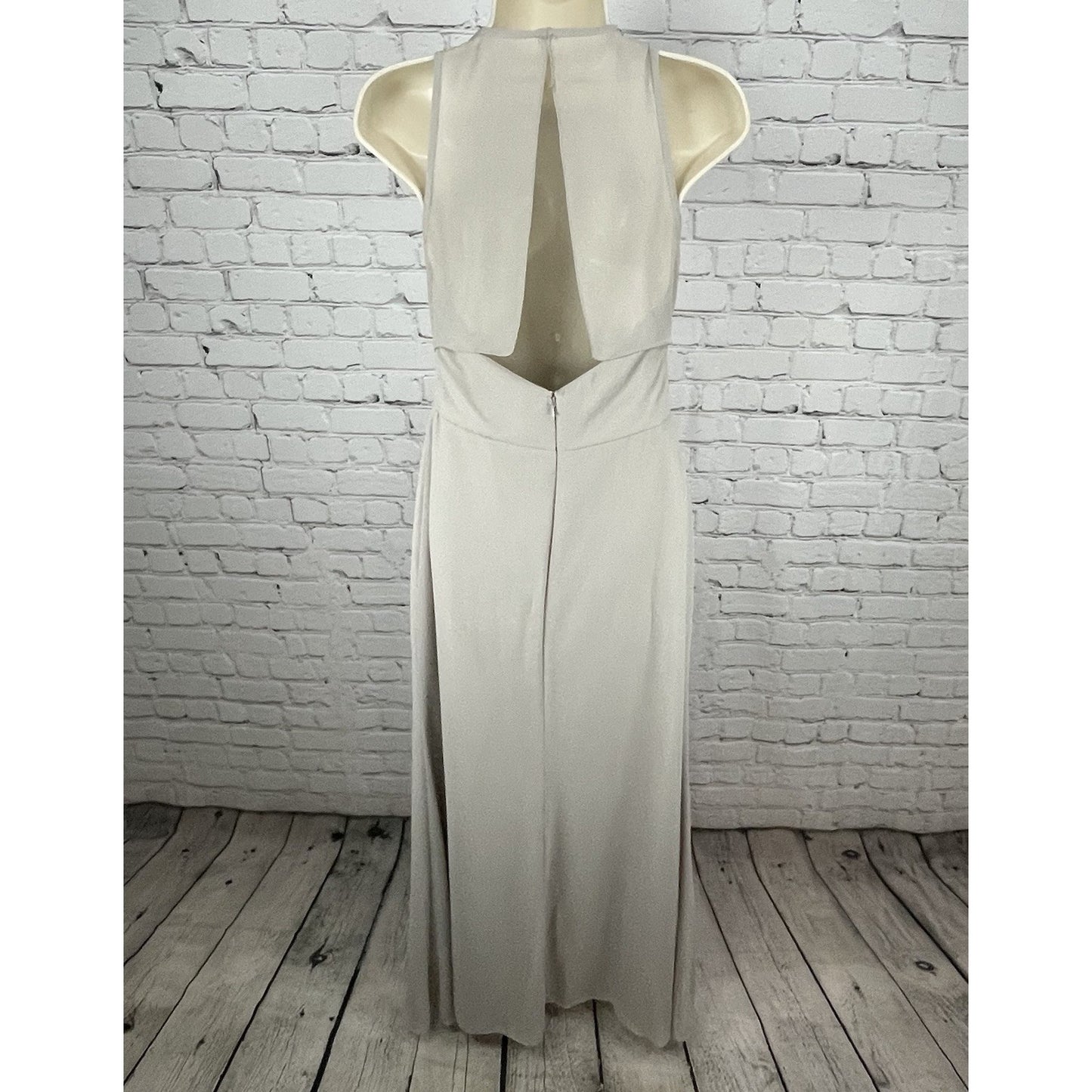 Bill Levkoff Grey Chiffon Sleeveless Padded A Line Prom Maxi Gown Dress Size 4