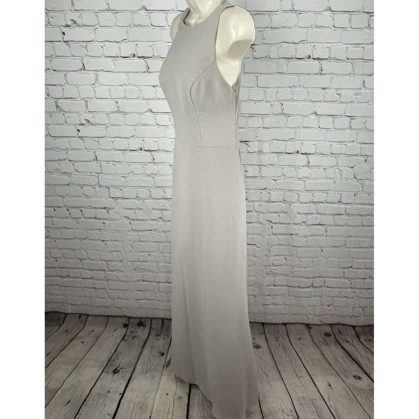 Bill Levkoff Grey Chiffon Sleeveless Padded A Line Prom Maxi Gown Dress Size 4