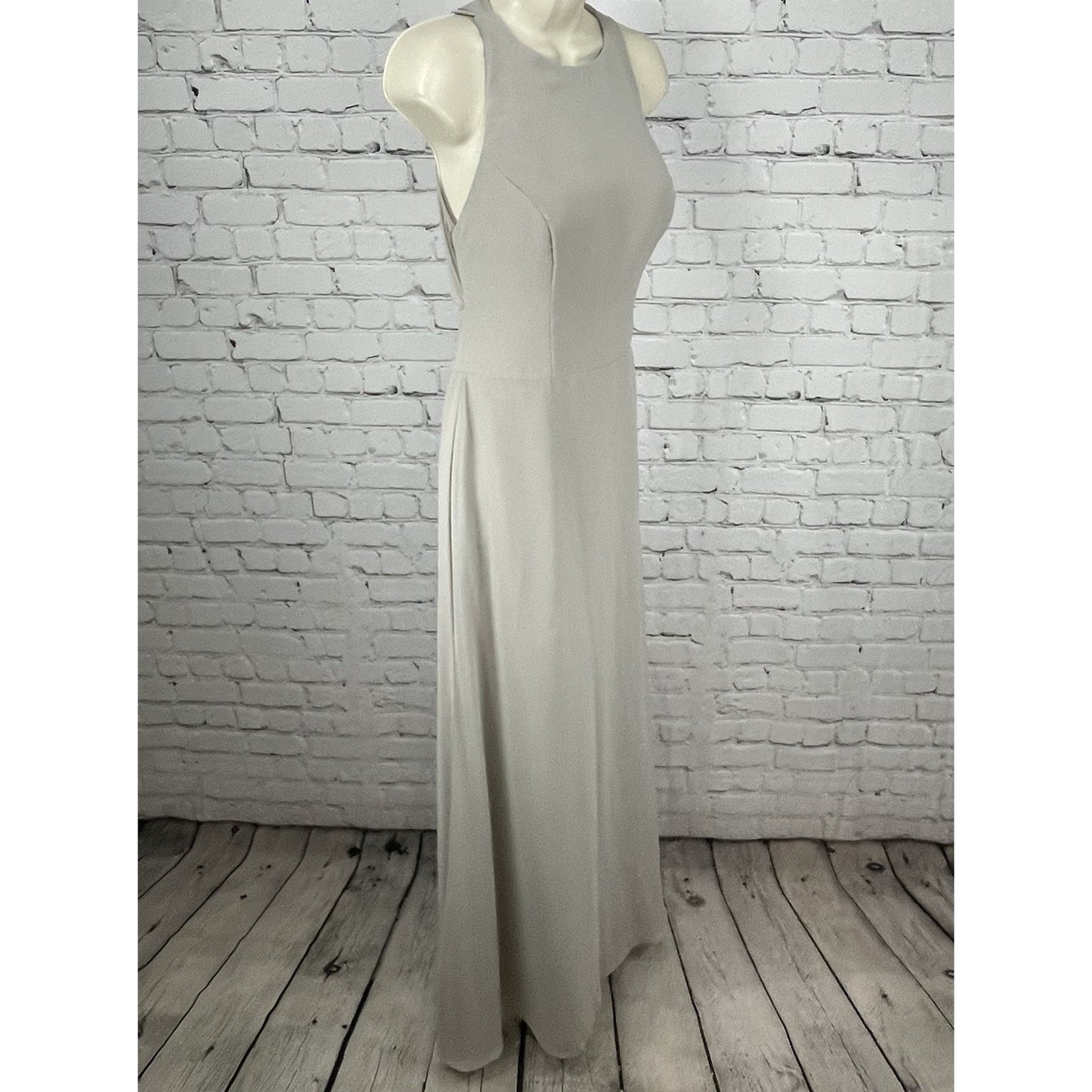 Bill Levkoff Grey Chiffon Sleeveless Padded A Line Prom Maxi Gown Dress Size 4