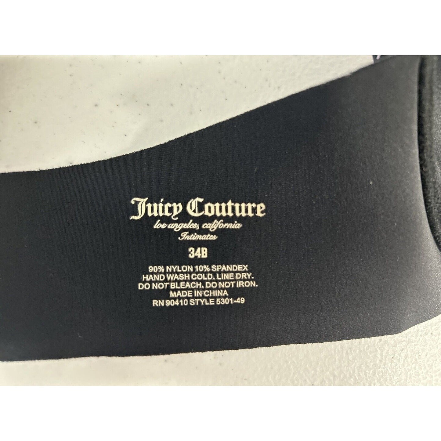 Juicy Couture Butterfly Black Underwire Plunge Push Up Padded Adjustable Bra 34B