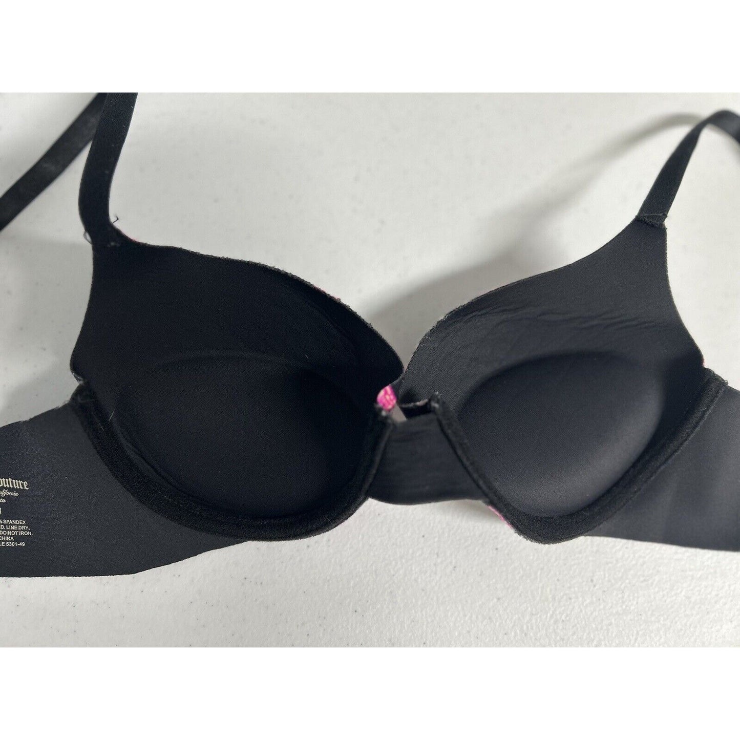 Juicy Couture Butterfly Black Underwire Plunge Push Up Padded Adjustable Bra 34B