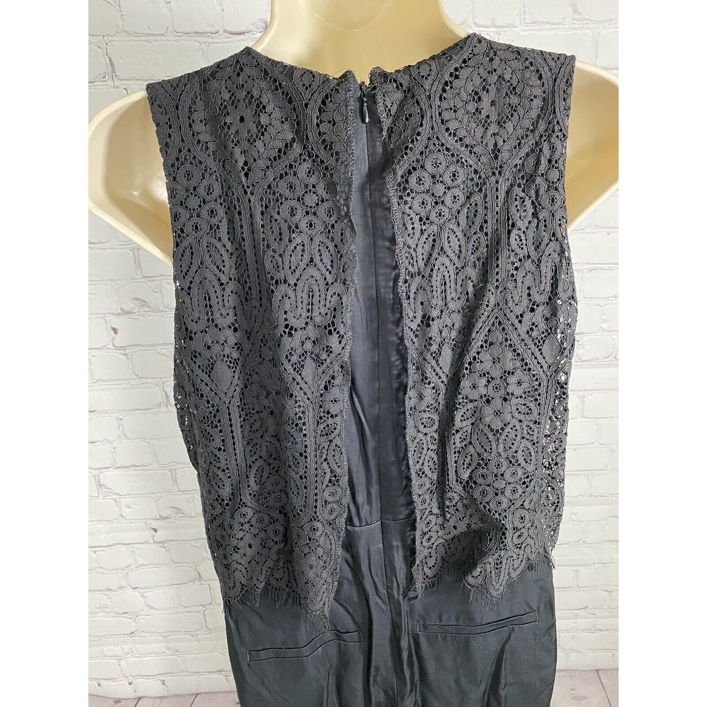 Ann Taylor LOFT Black Lace Sleeveless Back Zip Jumpsuit Women’s 0
