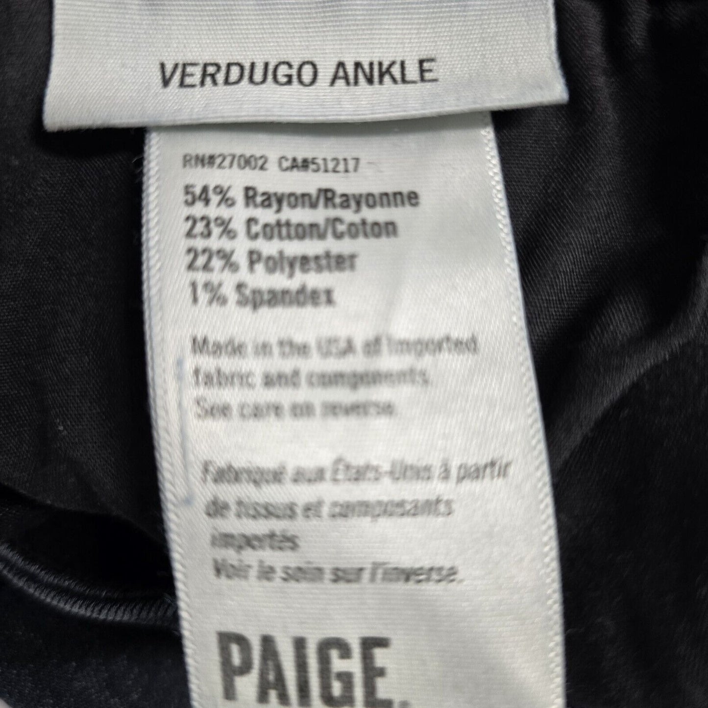 Paige Verdugo Ankle Reed Dark Wash Made In USA Mid Rise Jeans Size 29 (28 X 27)