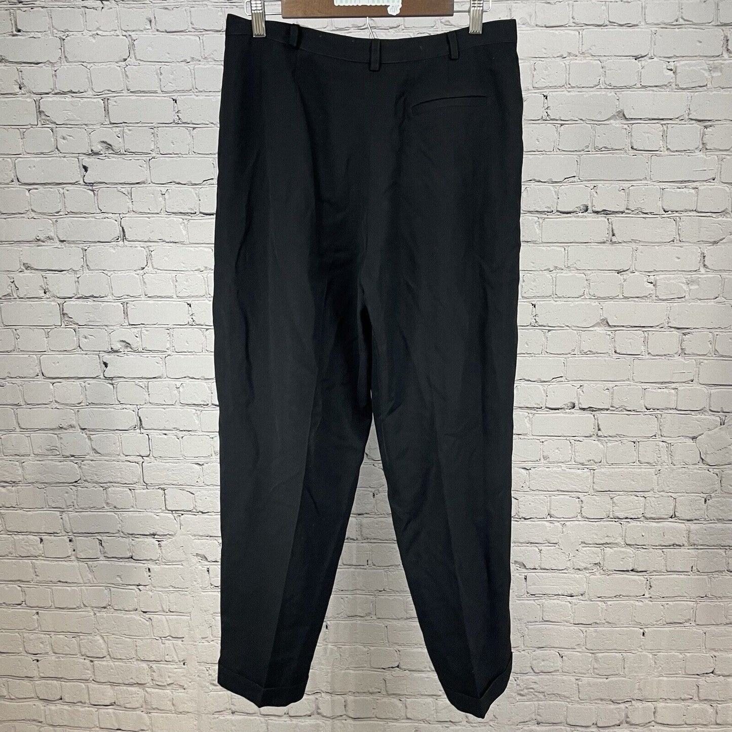 VTG Austin Reed Black Worsted Wool High Rise Trouser Pants Size 14P (30x27.5)