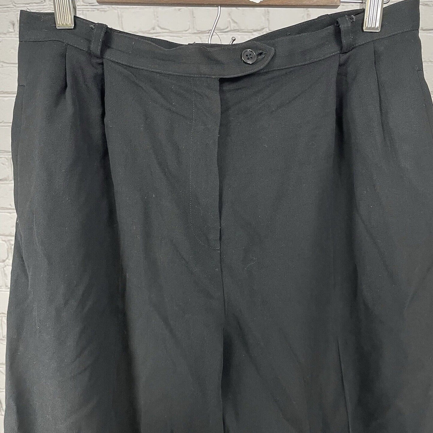 VTG Austin Reed Black Worsted Wool High Rise Trouser Pants Size 14P (30x27.5)