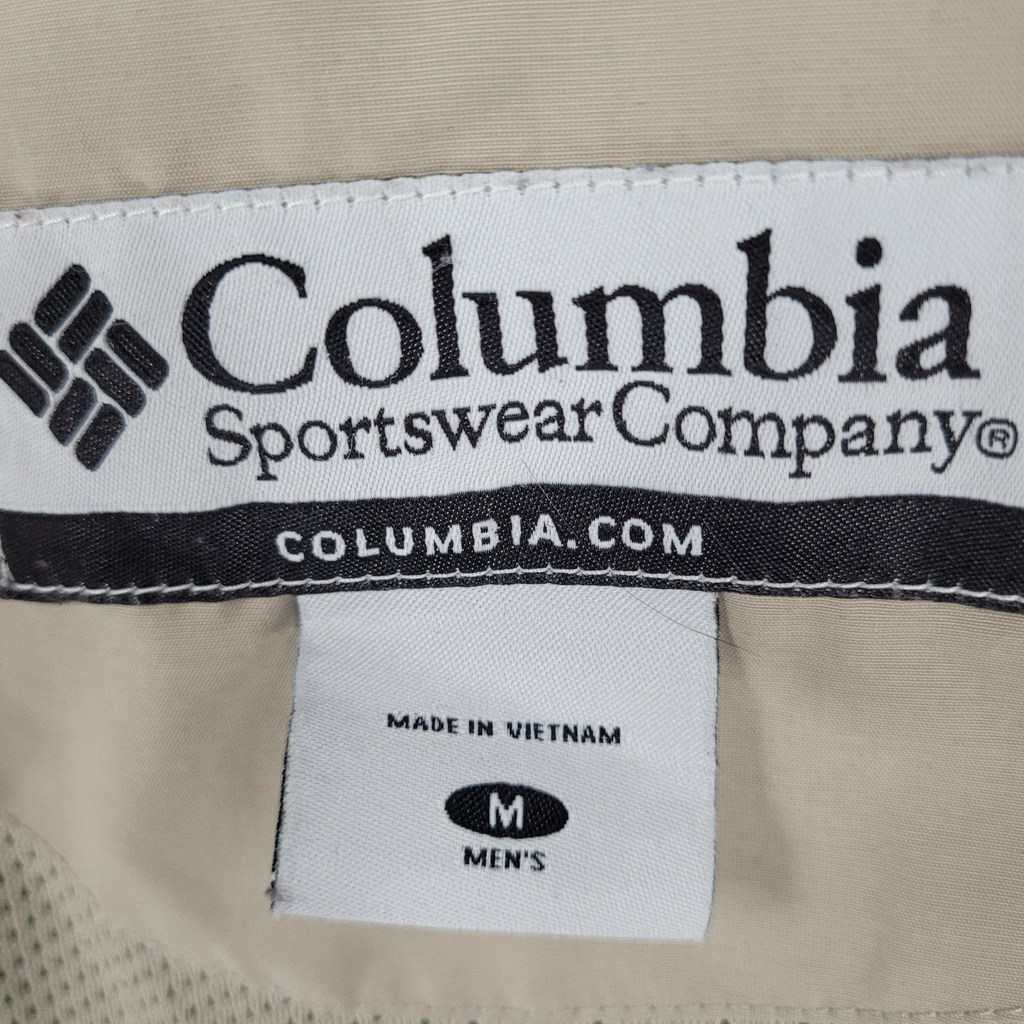 Columbia Green Khaki Mesh Lined Zipped Pockets Windbreaker Jacket Size Medium M