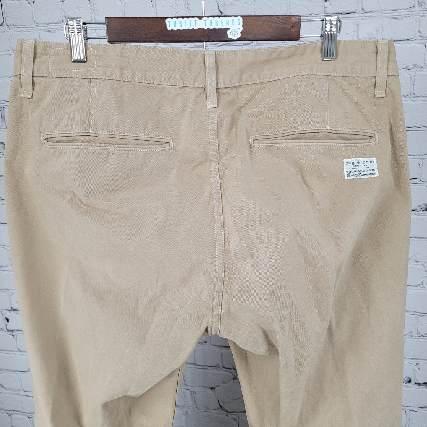 Rag & Bone Standard Issue Khaki 100% Cotton Chino Pants USA Made Size 36 (36x34)