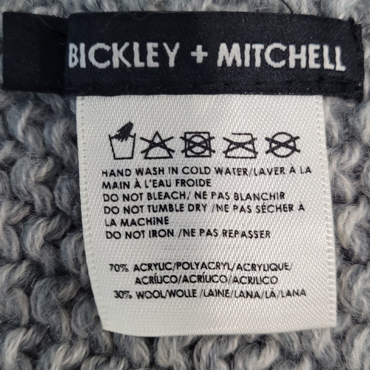 Bickley + Mitchell Grey Wool Blend Chunky Knit Tassle Fringe Boho Shawl Wrap O/S