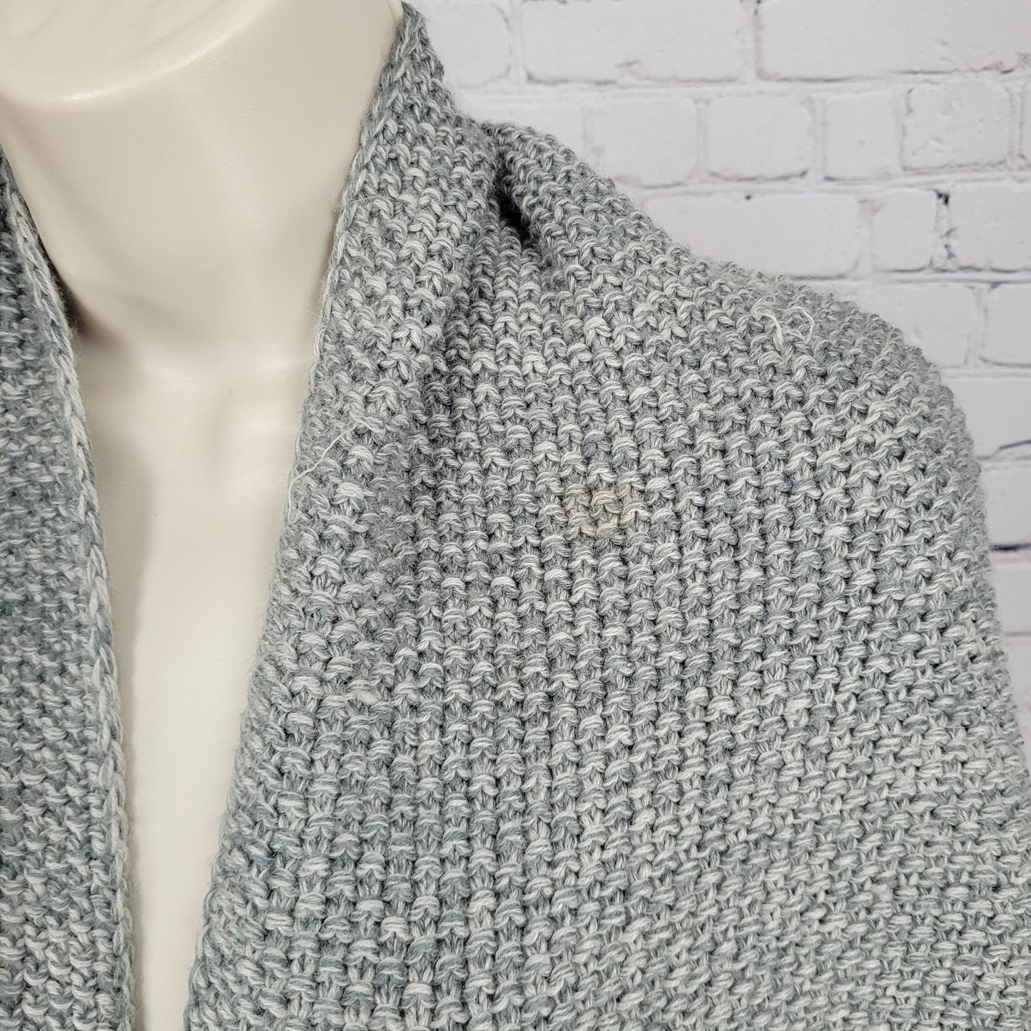 Bickley + Mitchell Grey Wool Blend Chunky Knit Tassle Fringe Boho Shawl Wrap O/S