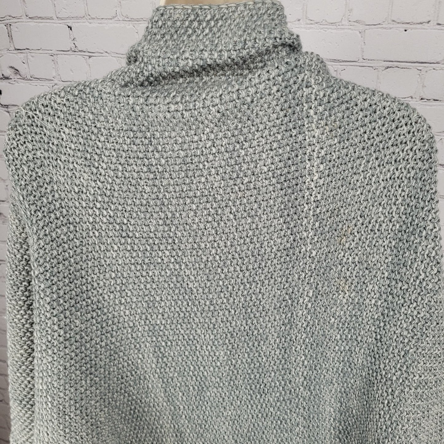 Bickley + Mitchell Grey Wool Blend Chunky Knit Tassle Fringe Boho Shawl Wrap O/S