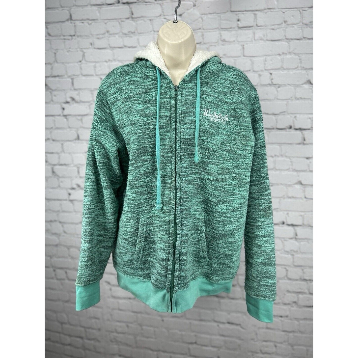 Salt Creek Green Long Sleeve Sherpa Lined Hooded Zip Up Jacket Coat Size XL