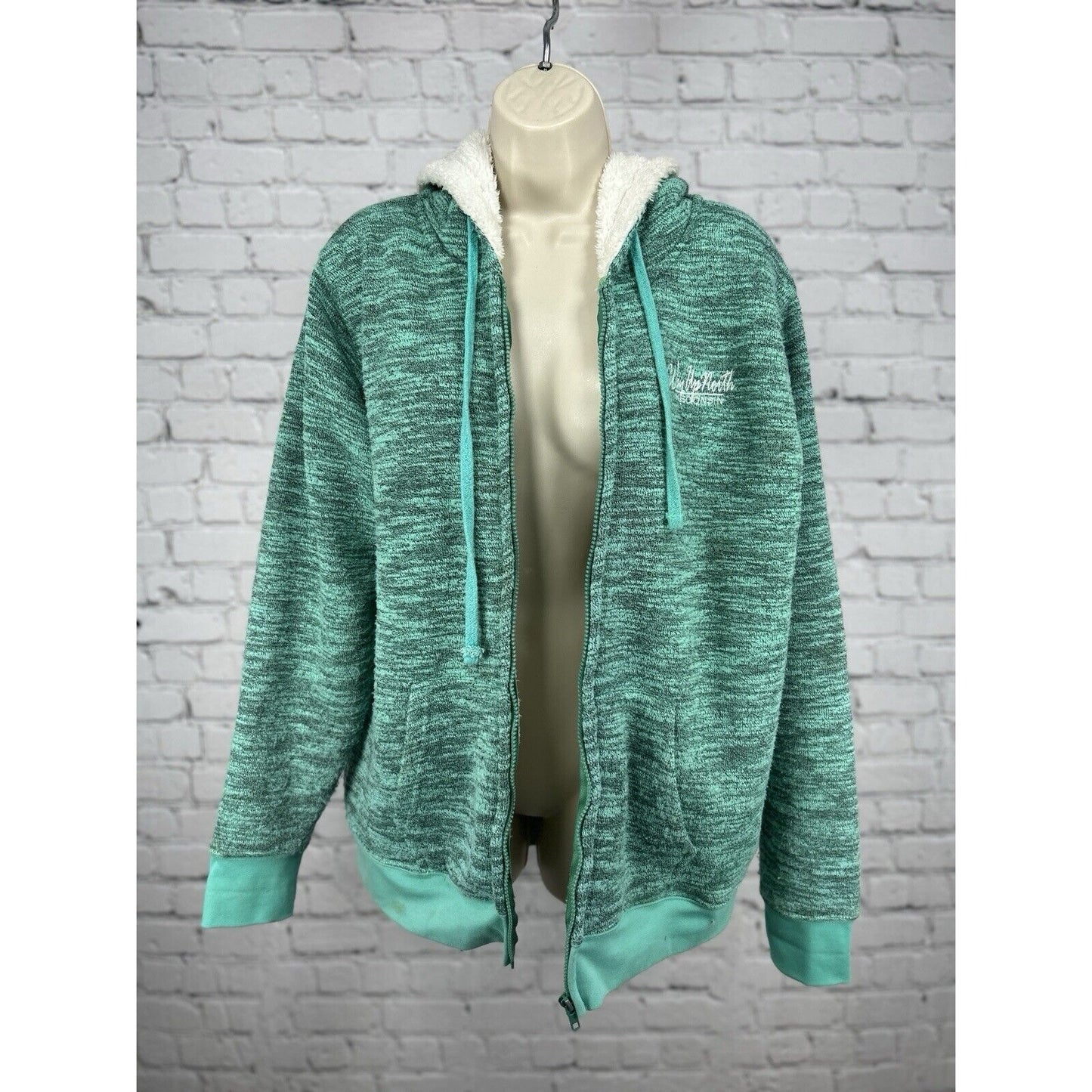 Salt Creek Green Long Sleeve Sherpa Lined Hooded Zip Up Jacket Coat Size XL
