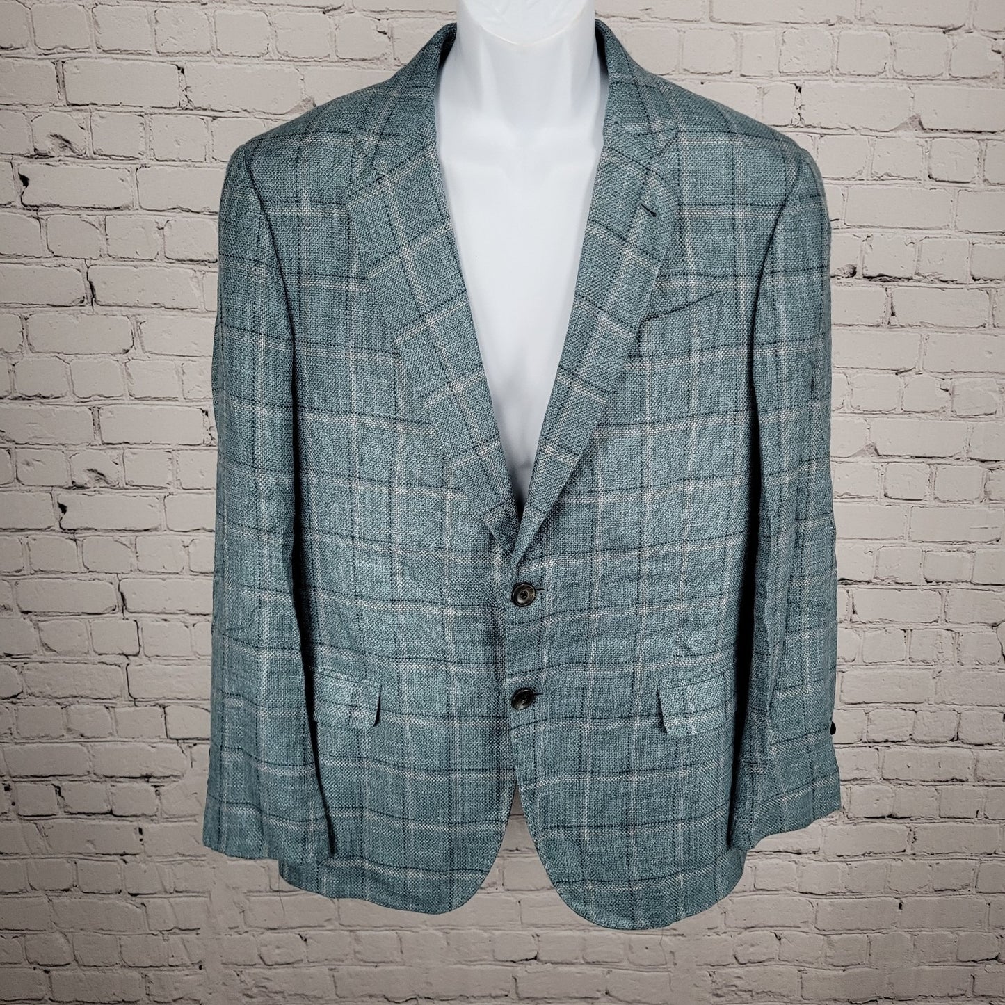 Emporio Armani G Line Blue Check 2 Button Notch Vented Blazer Sport Coat Size 41
