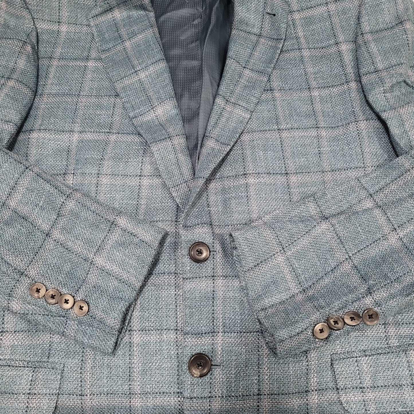 Emporio Armani G Line Blue Check 2 Button Notch Vented Blazer Sport Coat Size 41