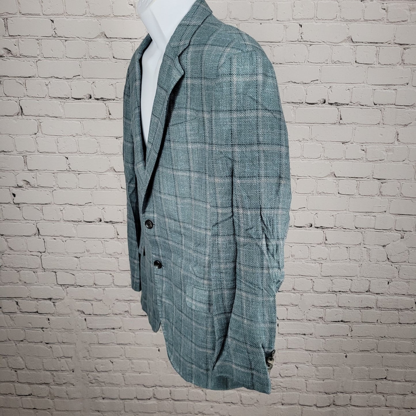 Emporio Armani G Line Blue Check 2 Button Notch Vented Blazer Sport Coat Size 41
