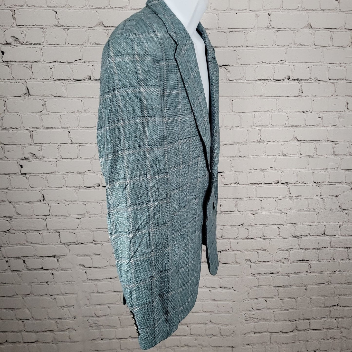 Emporio Armani G Line Blue Check 2 Button Notch Vented Blazer Sport Coat Size 41