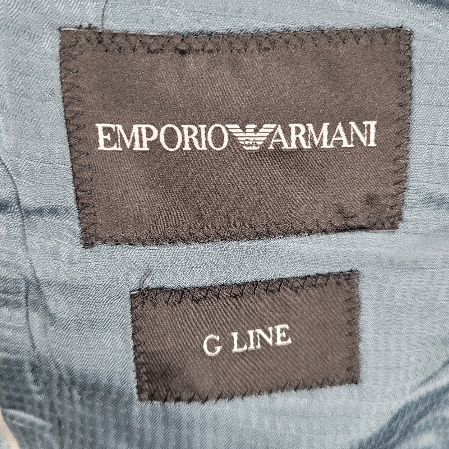 Emporio Armani G Line Blue Check 2 Button Notch Vented Blazer Sport Coat Size 41