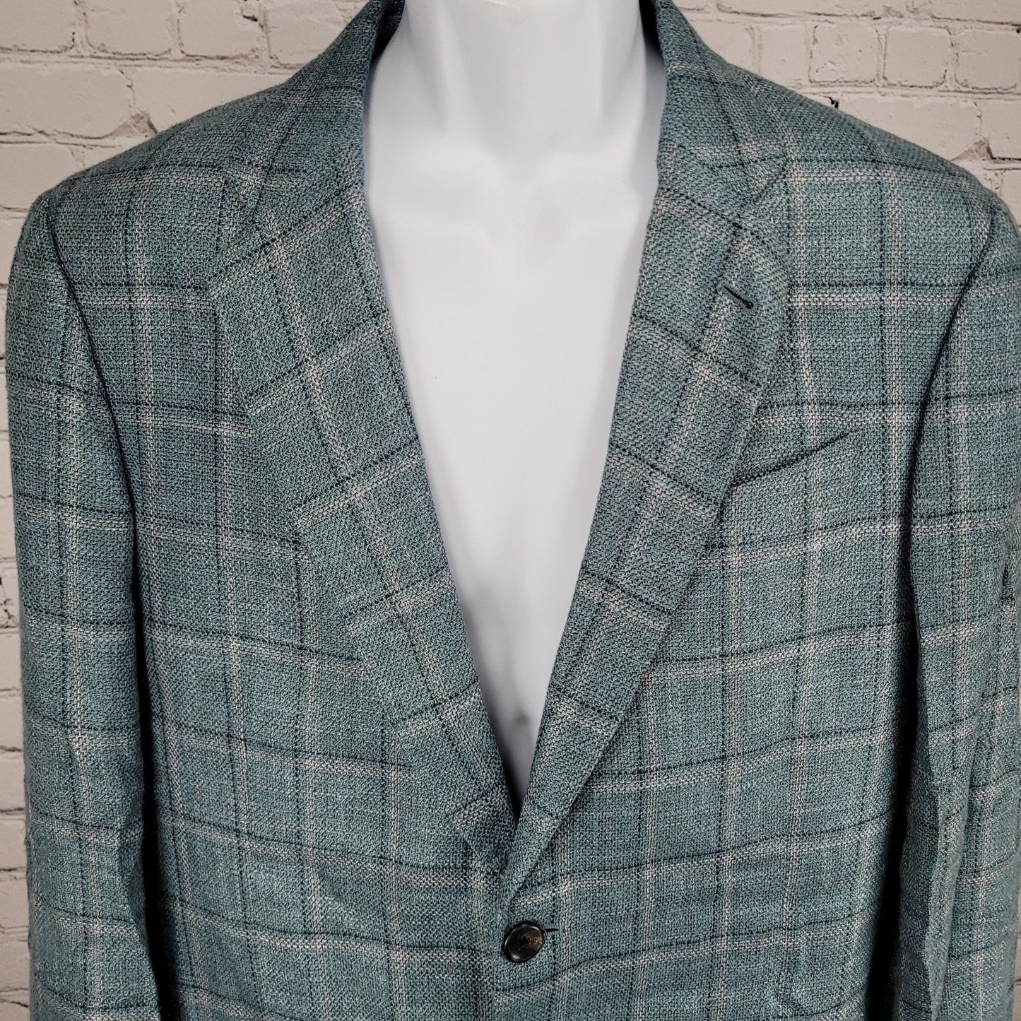 Emporio Armani G Line Blue Check 2 Button Notch Vented Blazer Sport Coat Size 41