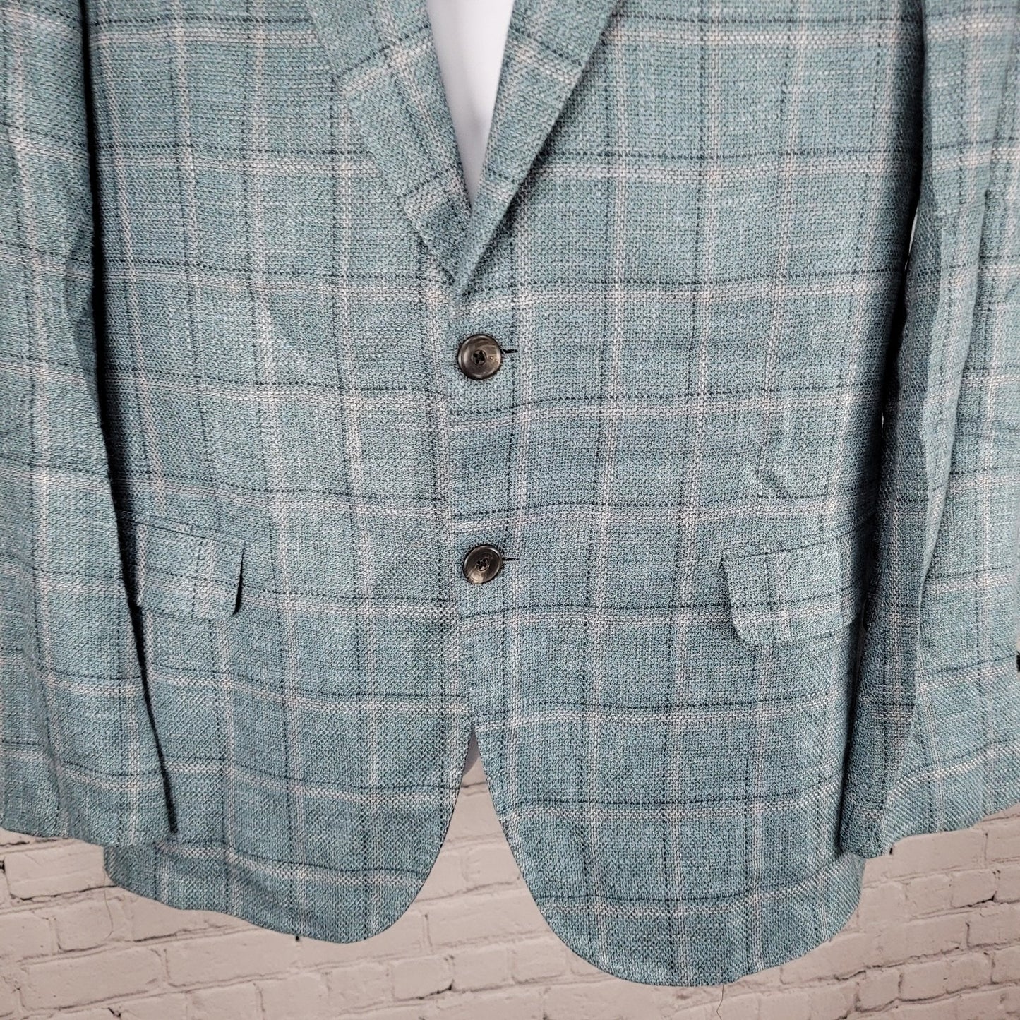 Emporio Armani G Line Blue Check 2 Button Notch Vented Blazer Sport Coat Size 41