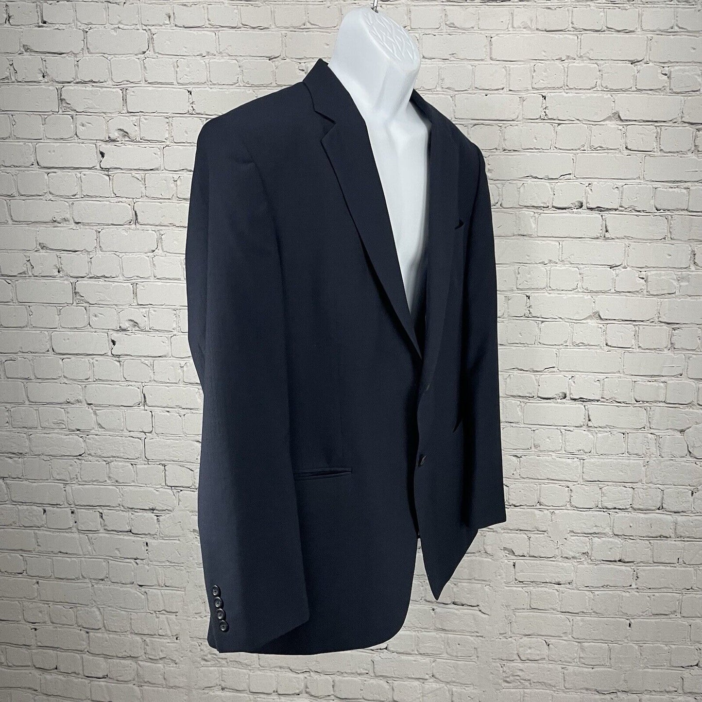 Stafford Dark Blue Essentials Suit Blazer 2 Button Notch Vented Lined Size 44L