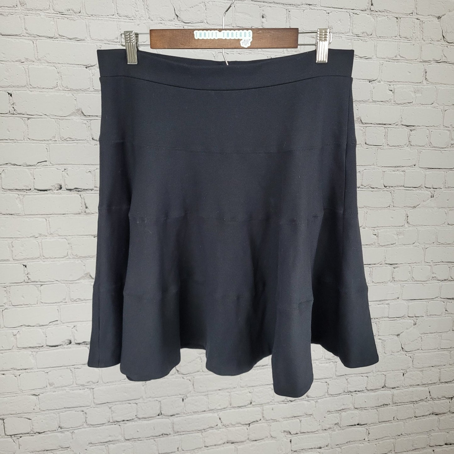 Land's End Black A Line Stretch Knee Length Skirt Size M/P Medium Petite (31x21)