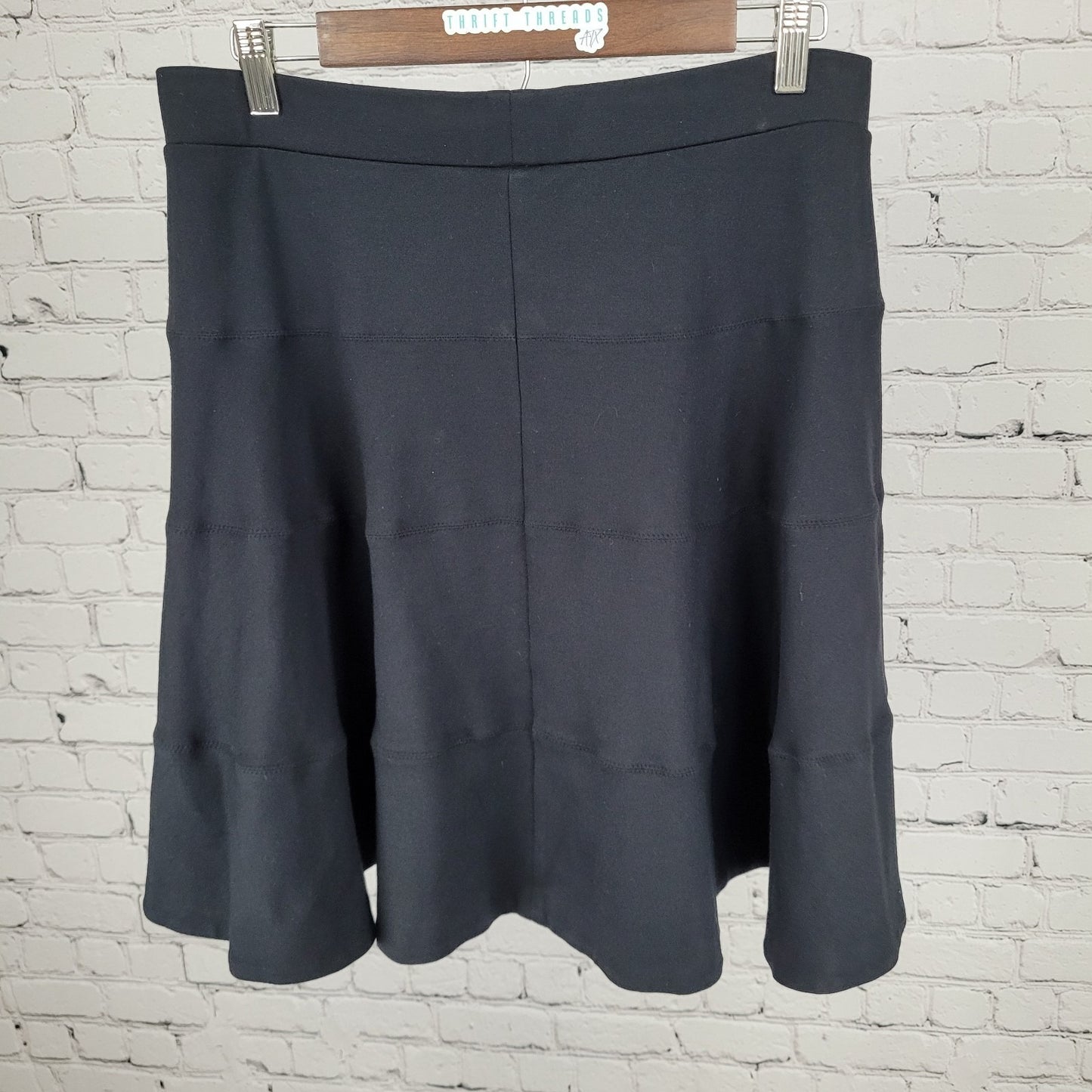 Land's End Black A Line Stretch Knee Length Skirt Size M/P Medium Petite (31x21)