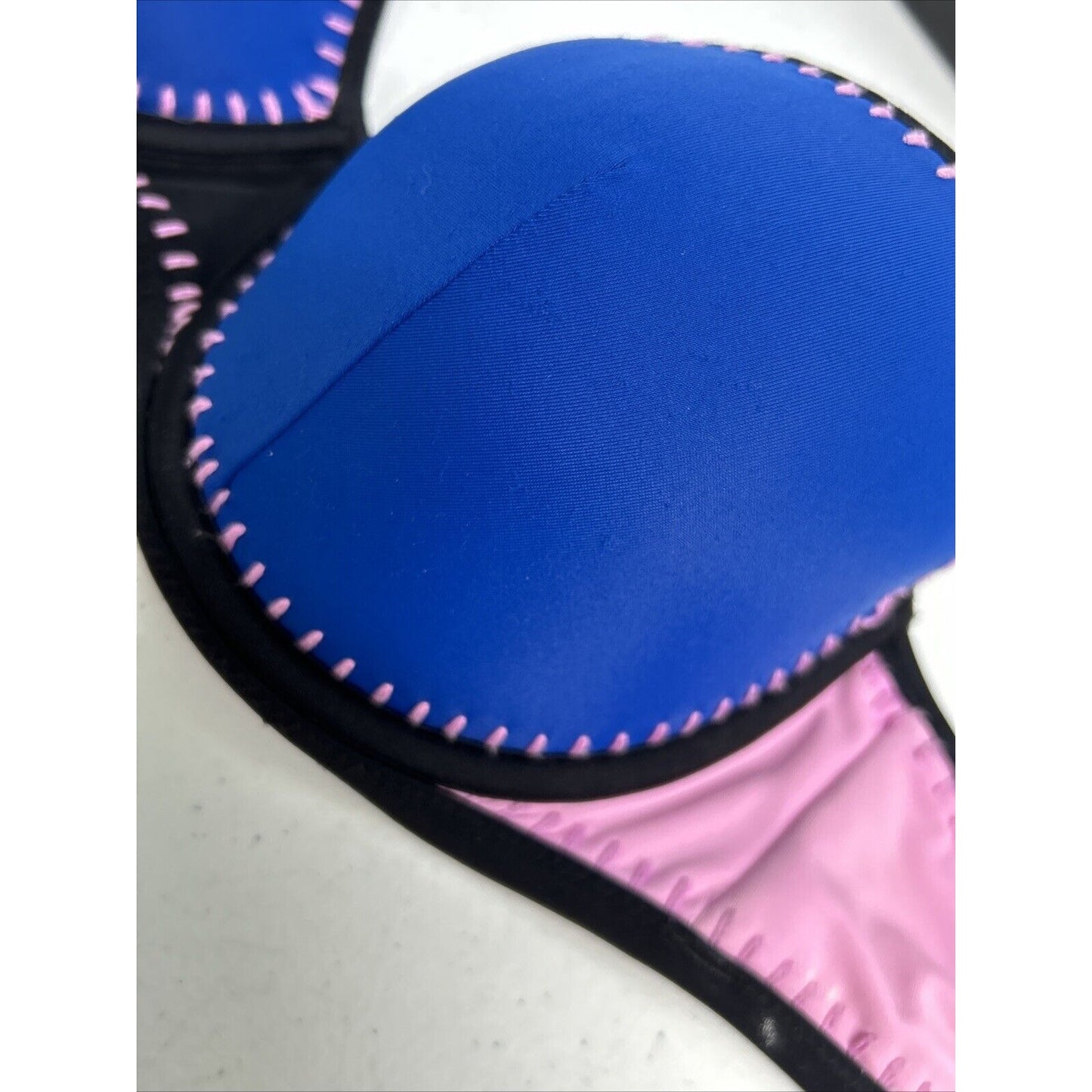 Victoria's Secret Blue Pink The Flirt Bandeau Strapless Swimsuit Bikini Top 34DD