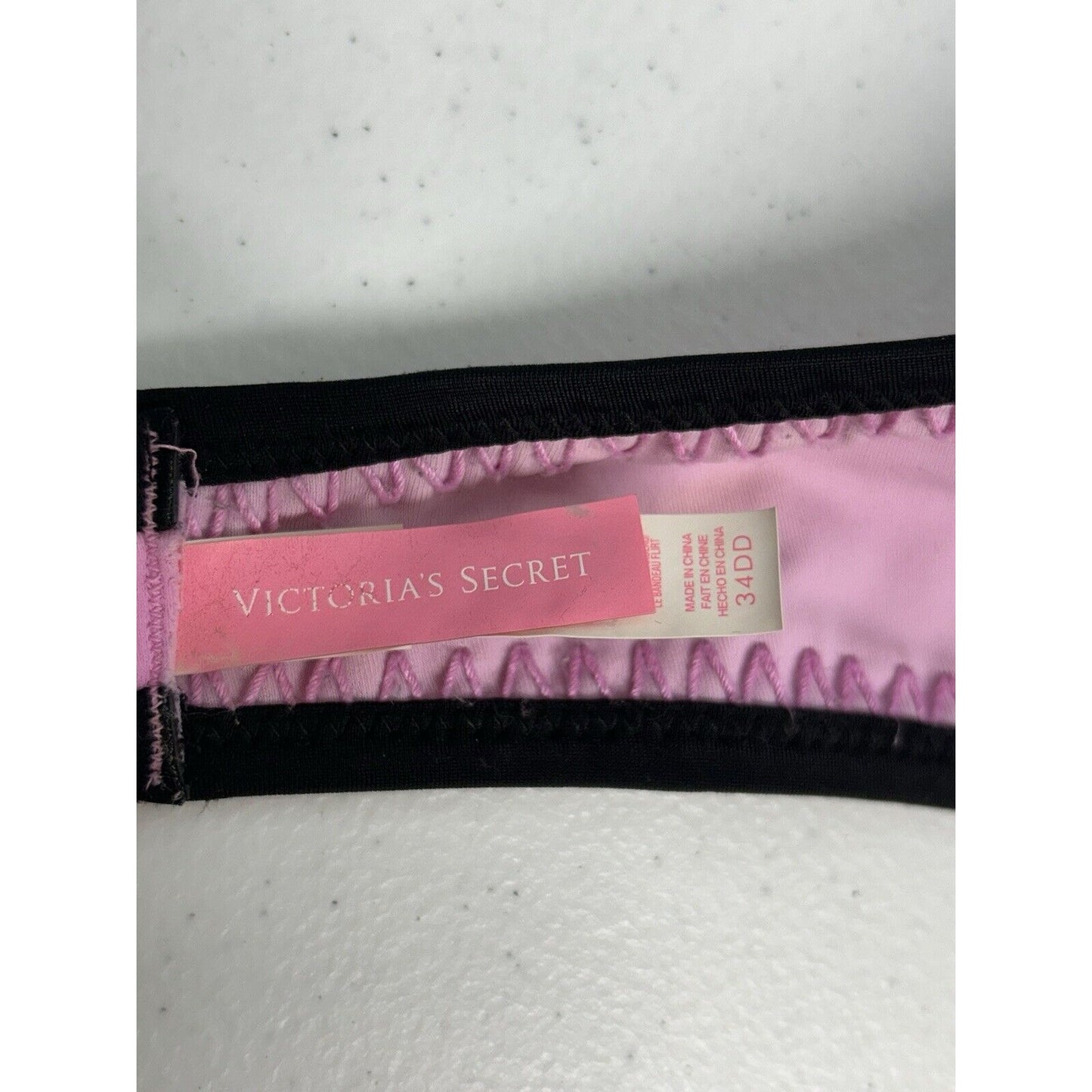 Victoria's Secret Blue Pink The Flirt Bandeau Strapless Swimsuit Bikini Top 34DD
