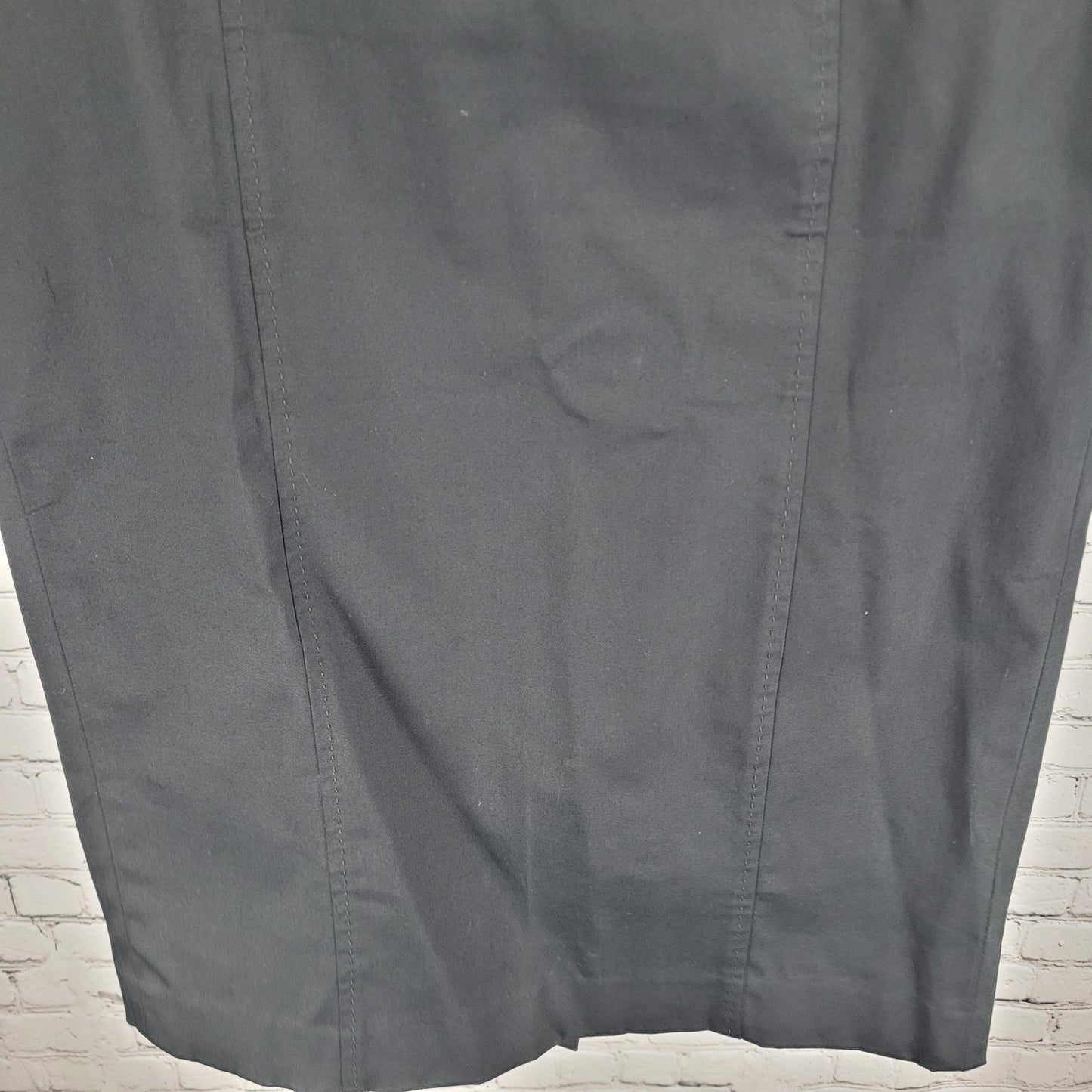 LOFT Black Cotton Stretch Back Slit Zip Closure Straight Skirt Size 8 (31x23)