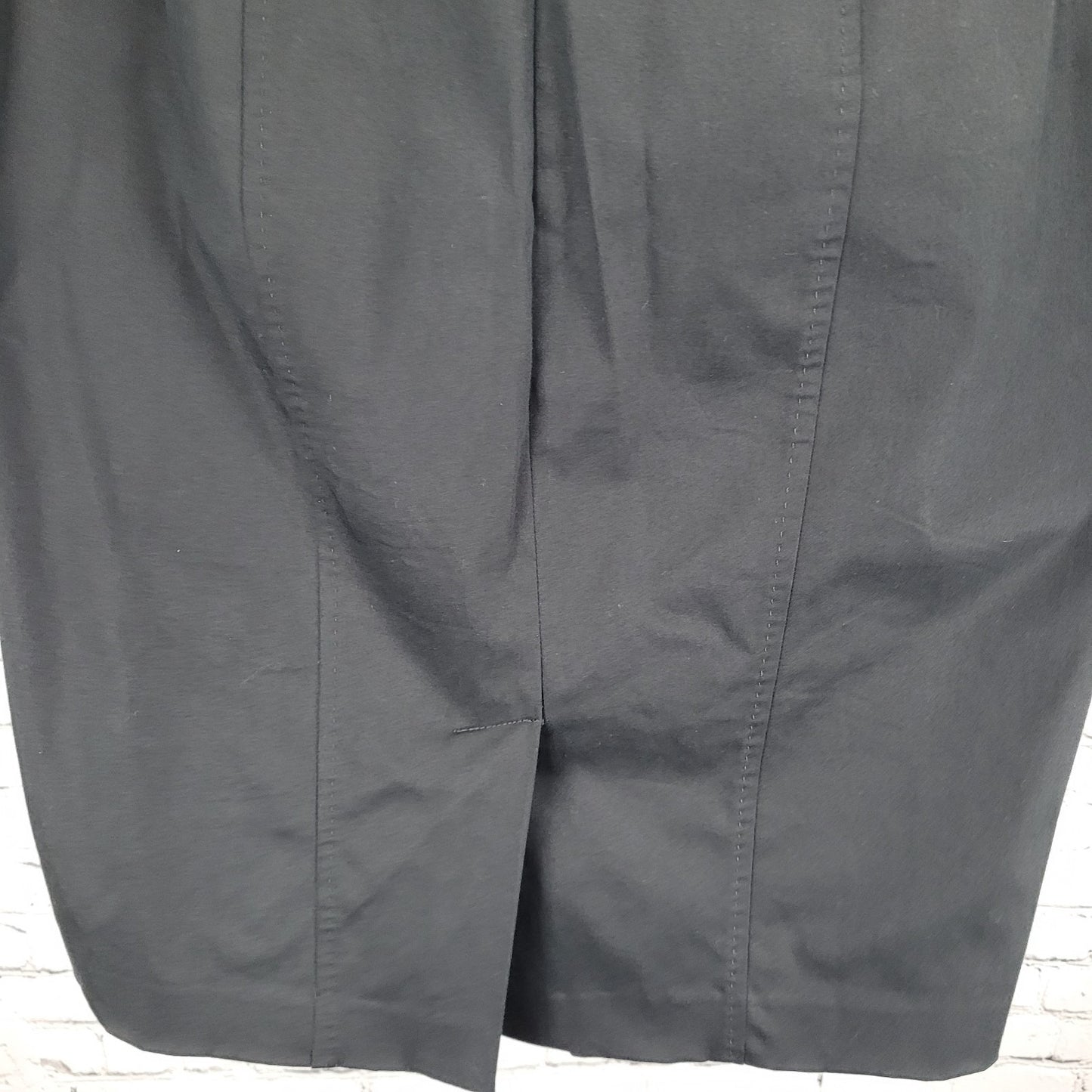 LOFT Black Cotton Stretch Back Slit Zip Closure Straight Skirt Size 8 (31x23)