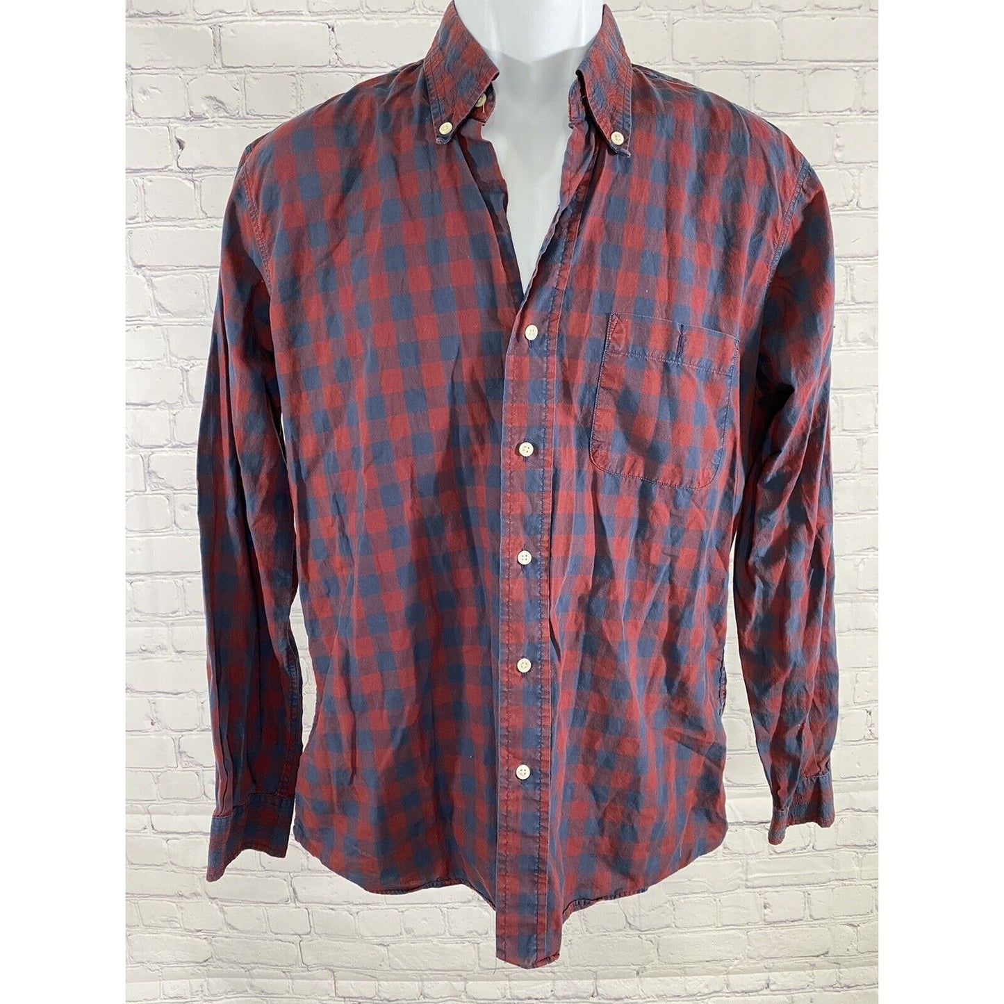 Alan Flusser Cotton Multicolored Checkered Long Sleeve Casual Button Up Shirt M