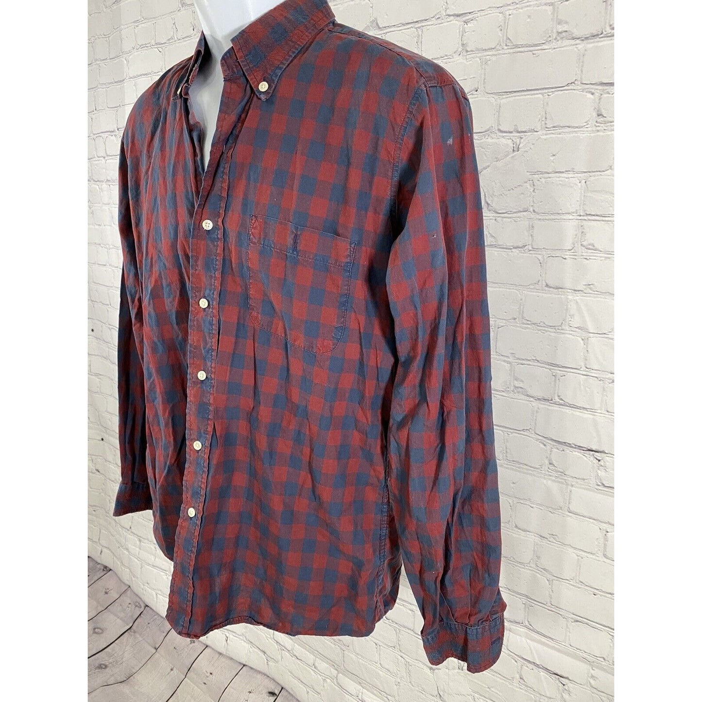 Alan Flusser Cotton Multicolored Checkered Long Sleeve Casual Button Up Shirt M