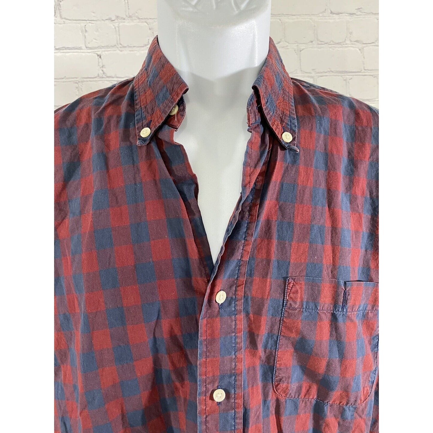 Alan Flusser Cotton Multicolored Checkered Long Sleeve Casual Button Up Shirt M