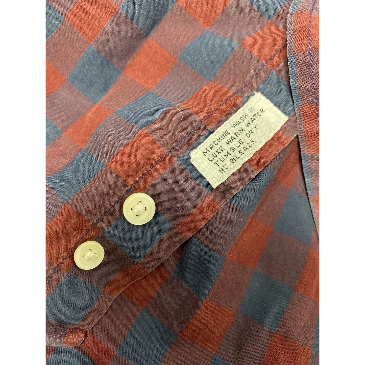Alan Flusser Cotton Multicolored Checkered Long Sleeve Casual Button Up Shirt M