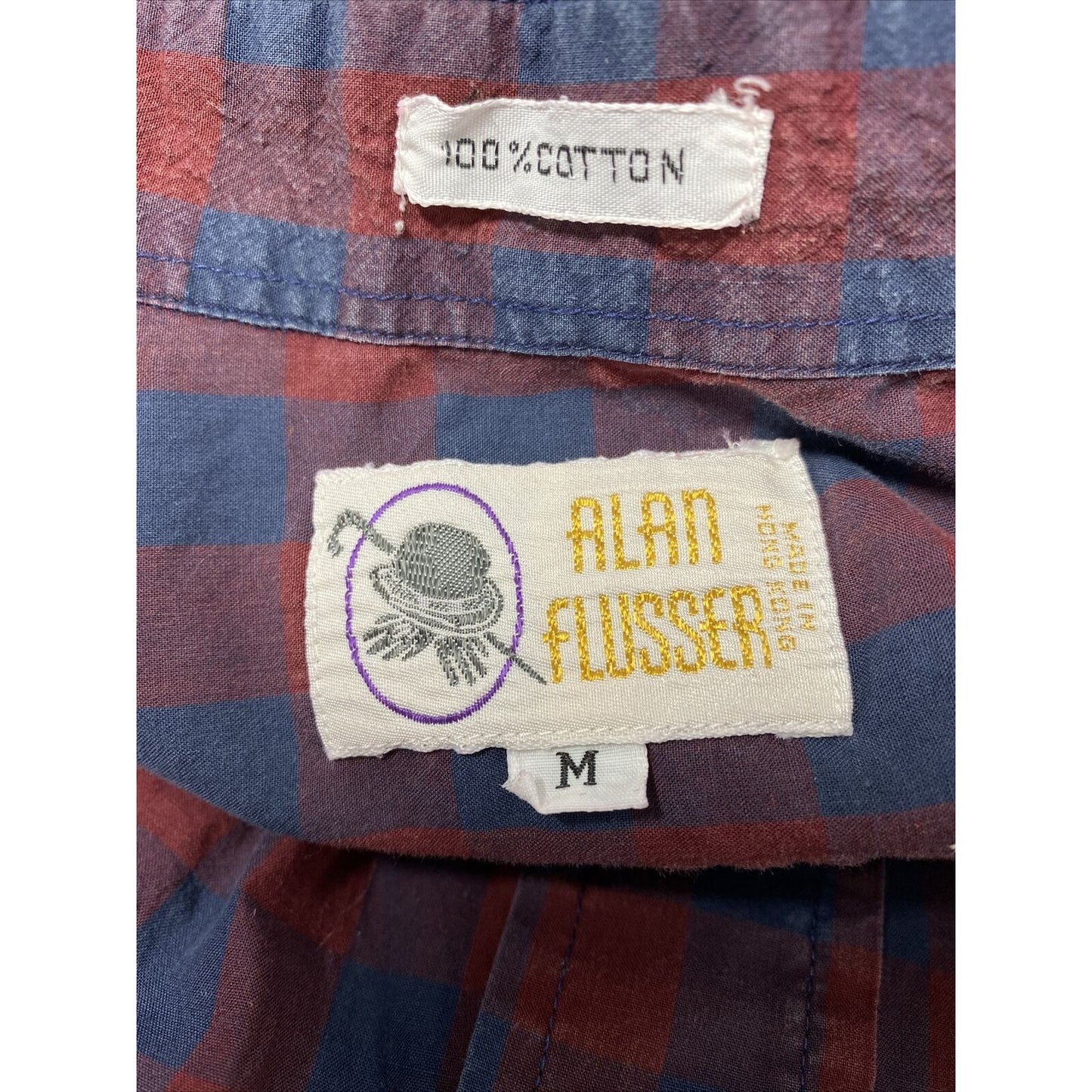 Alan Flusser Cotton Multicolored Checkered Long Sleeve Casual Button Up Shirt M
