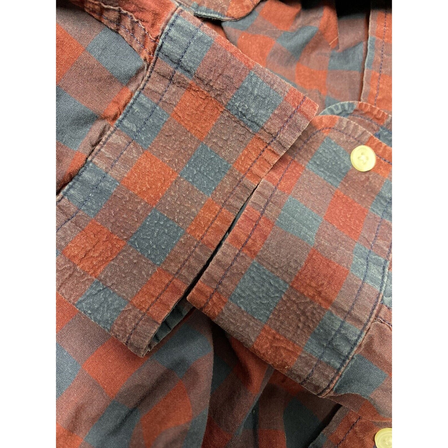 Alan Flusser Cotton Multicolored Checkered Long Sleeve Casual Button Up Shirt M