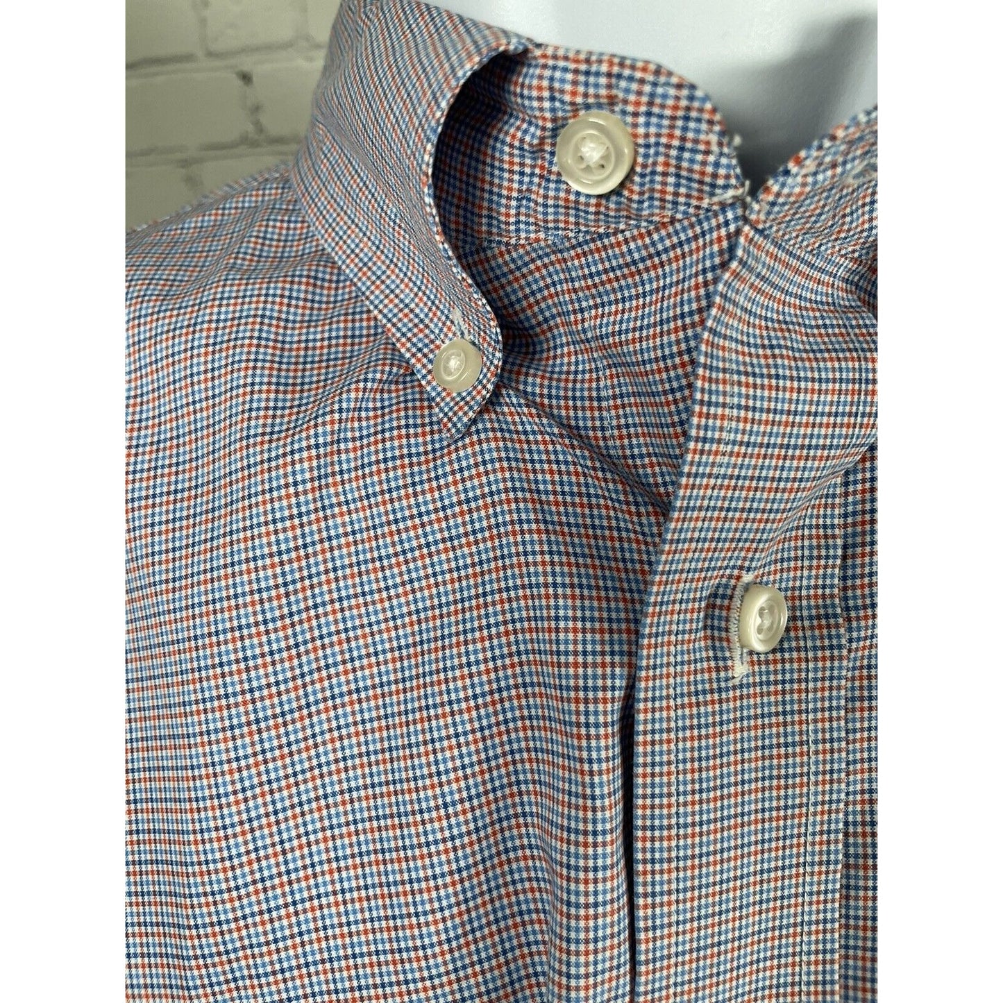 Jos A Bank Tailored Fit Plaid Print Classic Work Dress Button Down Size L Large