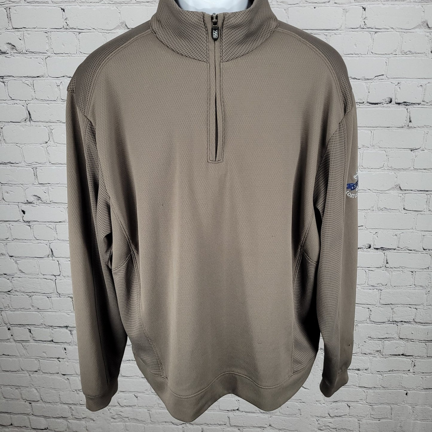 Cutter & Buck Brown DryTec MGA Lost Creek Cup Golf 1/4 Zip Pullover Sweater L