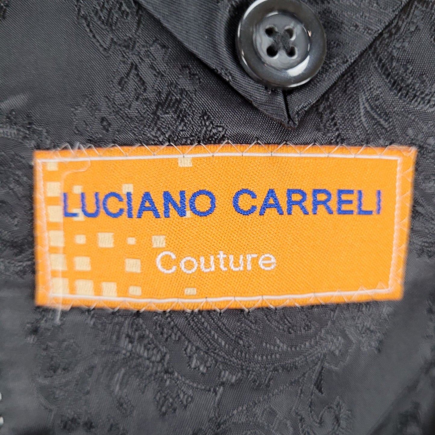 Luciano Carrelo Couture Black Red Striped 100% Wool Super 150's Blazer Size 46L