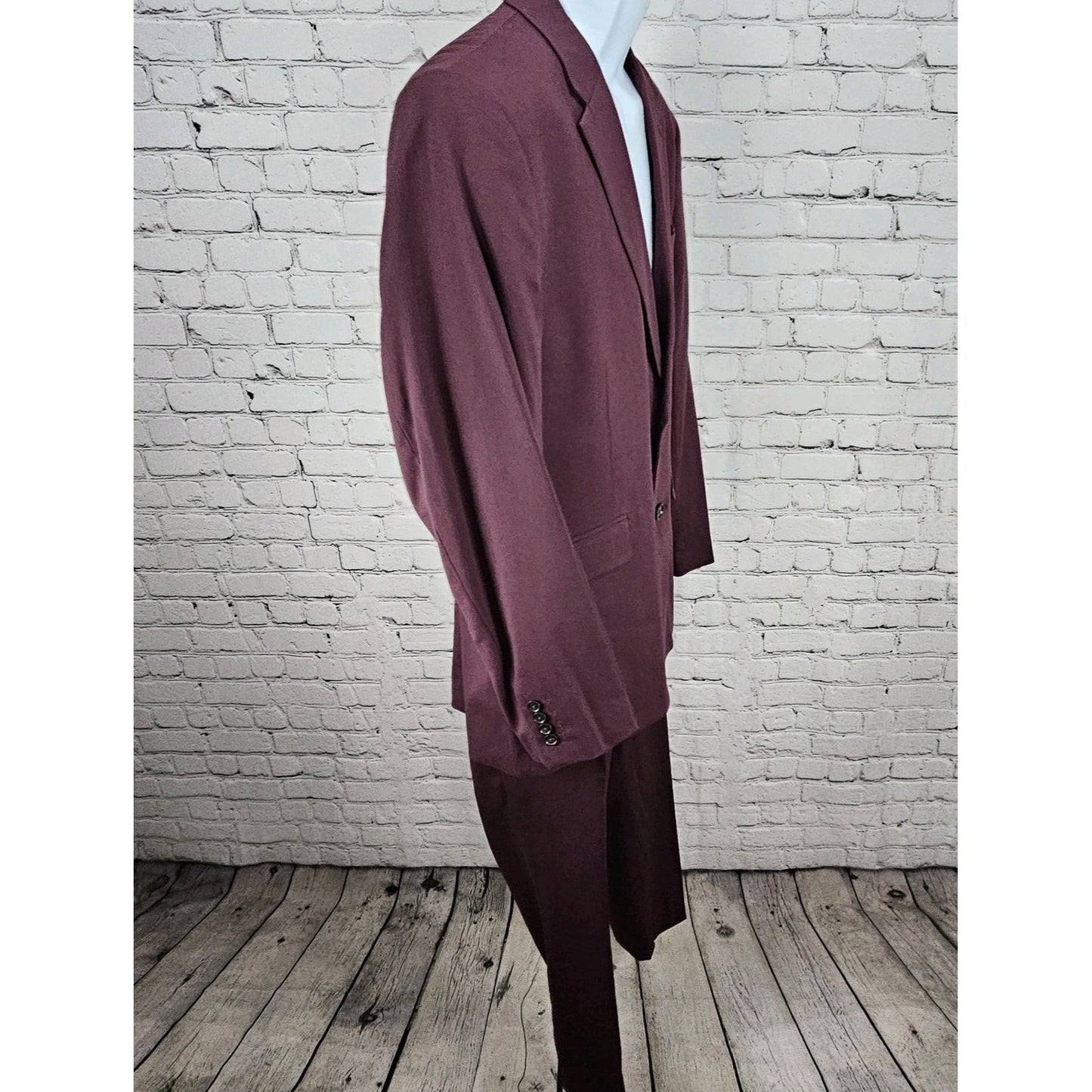 Perry Ellis Purple Very Slim Fit Full Pant Suit 2 Piece Set Notch 46S 38x29