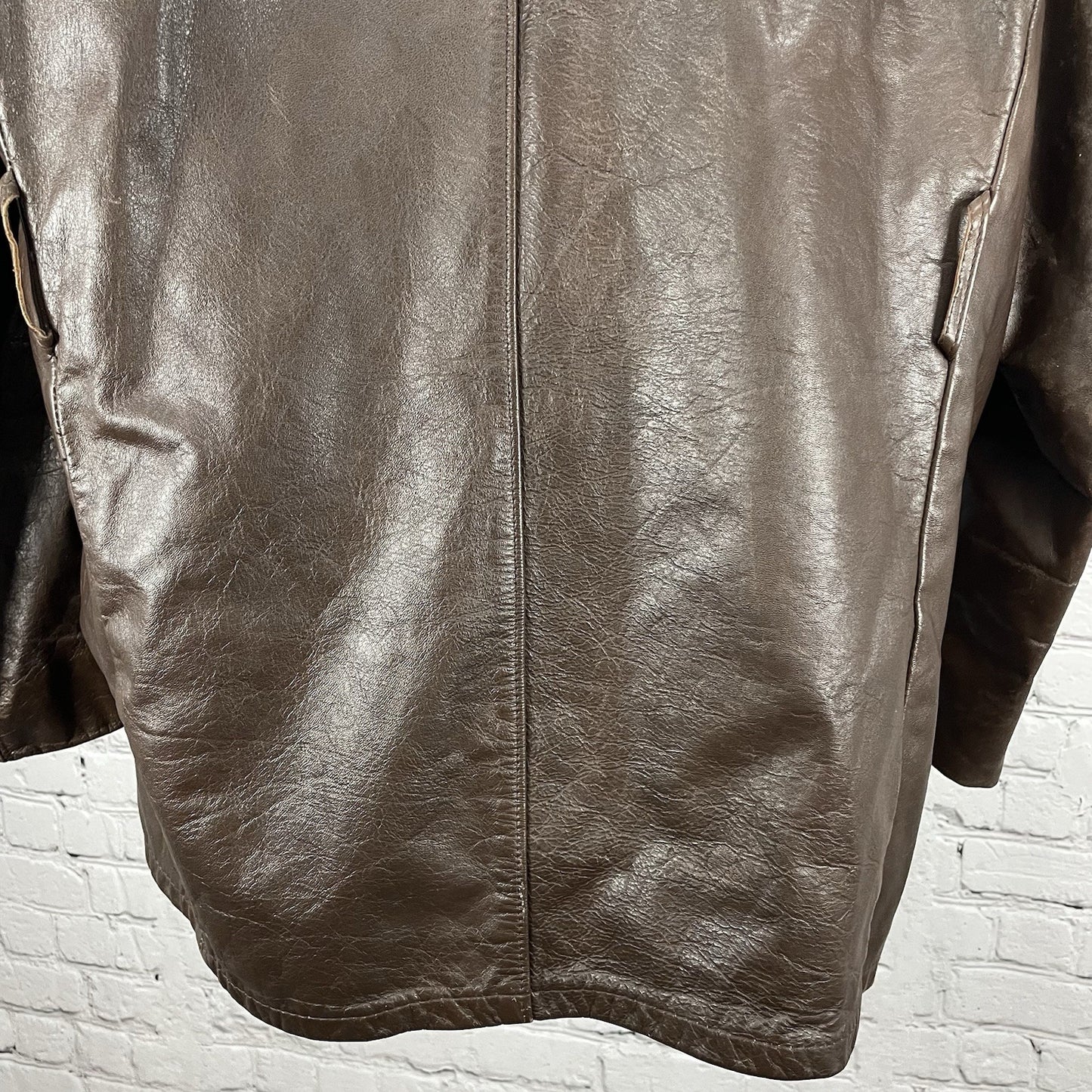 VTG Studio Sportswear Brown Genuine Leather Removable Lining Jacket Coat Size 42