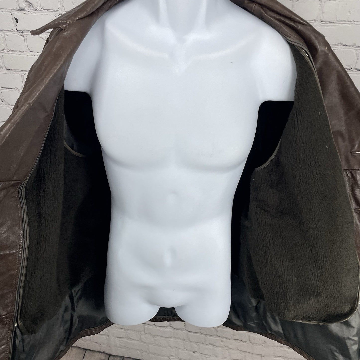 VTG Studio Sportswear Brown Genuine Leather Removable Lining Jacket Coat Size 42