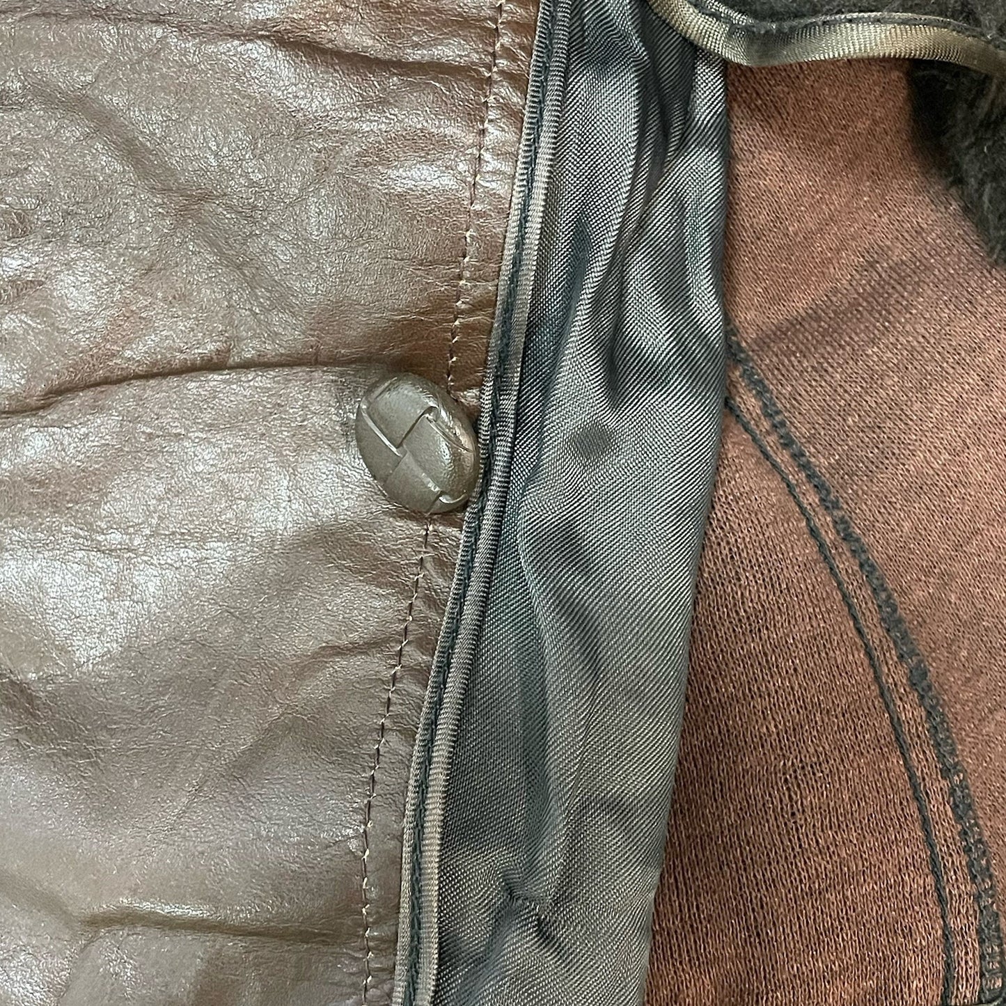 VTG Studio Sportswear Brown Genuine Leather Removable Lining Jacket Coat Size 42