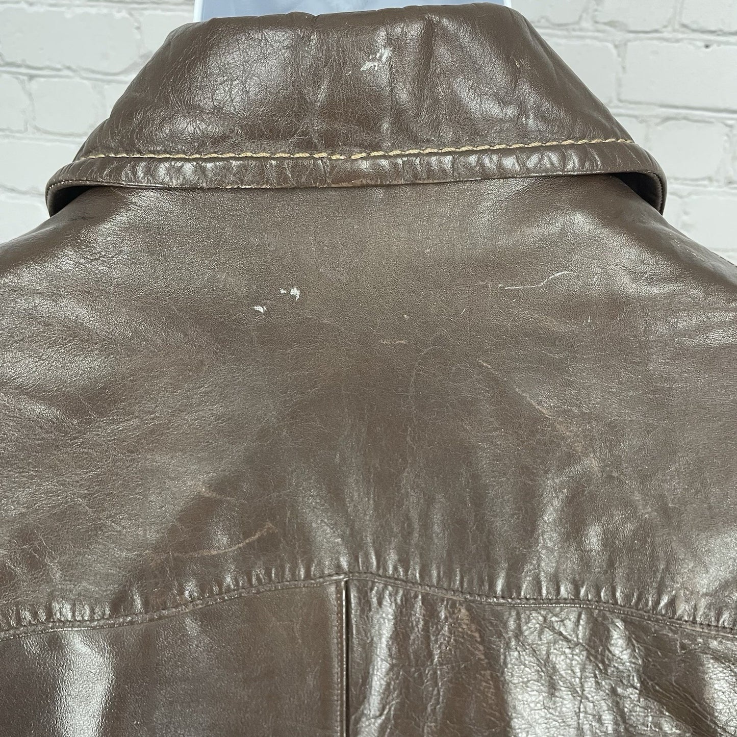VTG Studio Sportswear Brown Genuine Leather Removable Lining Jacket Coat Size 42