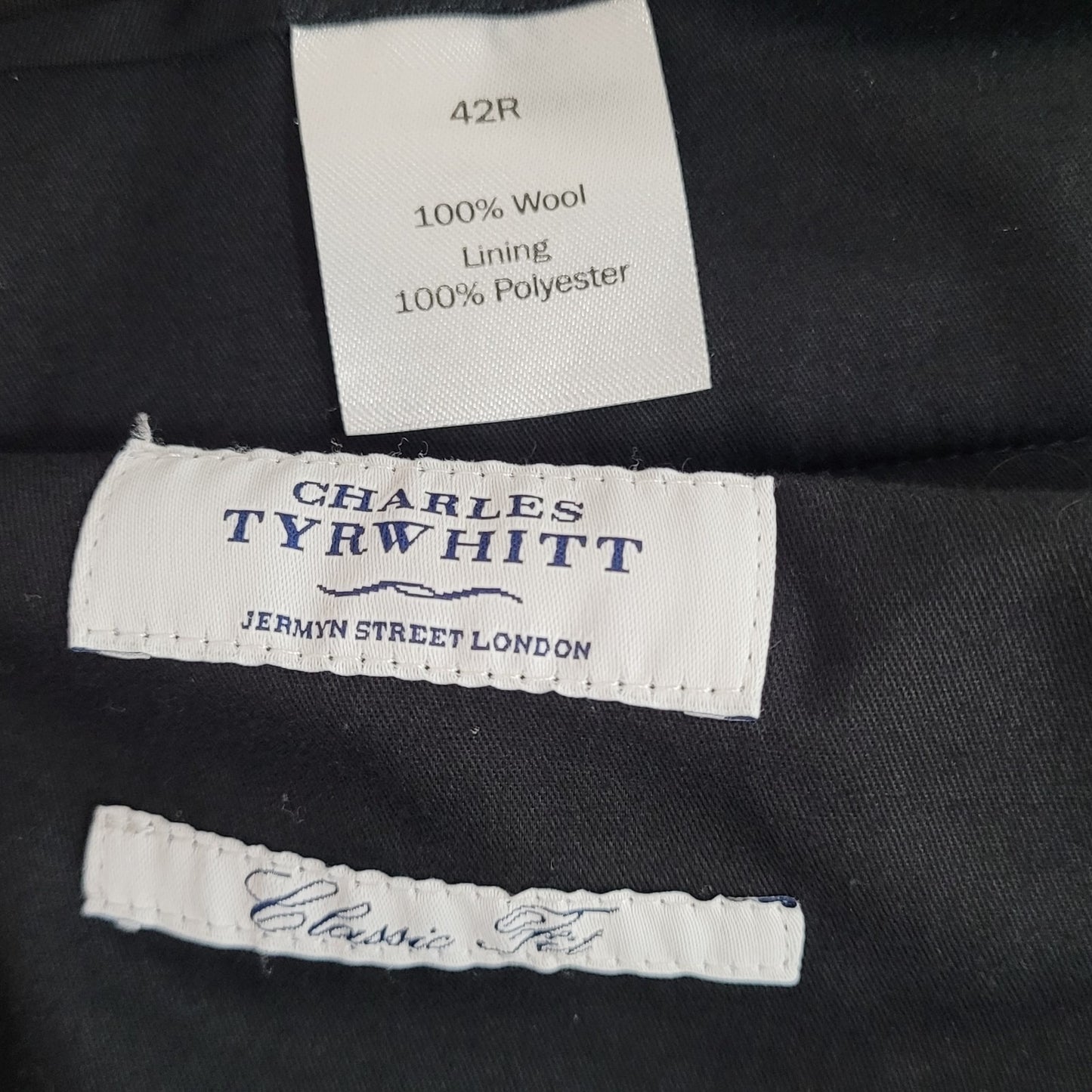 Charles Tyrwhitt Black 100% Wool Classic Fit Dress Pants Size 42R (42x32)