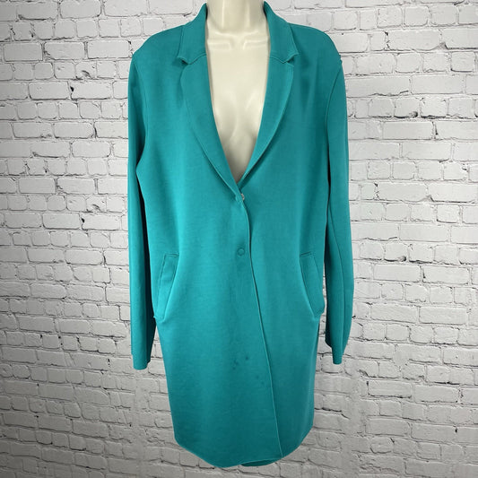 Carolina Belle Green Soft Heavy Snap Collared Knit Jacket Pockets Stretch XL